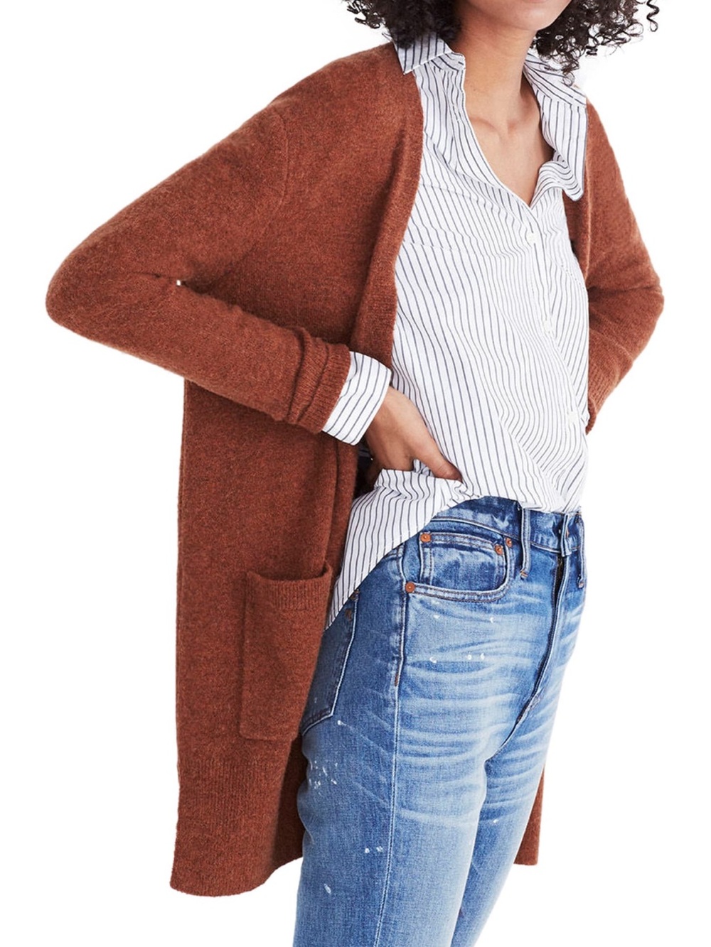 Rust Open-Front Women’s Cardigan Sweater